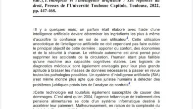 Droit de la responsabilité civile et l’intelligence artificielle