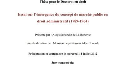 Essai sur l’émergence du concept de marché public en droit administratif