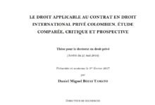 LE DROIT APPLICABLE AU CONTRAT EN DROIT INTERNATIONAL PRIVÉ
